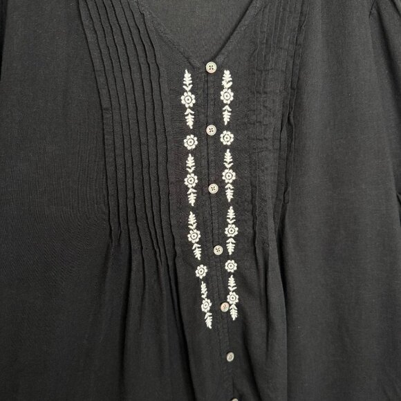 Style & Co Black Embroidered V-Neck Tunic Blouse, XL - Picture 6 of 9